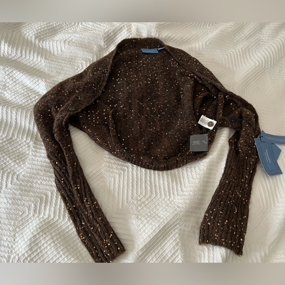 Vera Wang scarf shrug NEW with tags NWT brown sequins Simply Vera L large - Picture 2 of 13